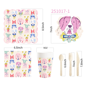 DAMAI - Juego de Vajilla Desechable con Diseño de Perros, Platos, Vasos y Servilletas de Papel para Fiestas Infantiles - Product Image 5