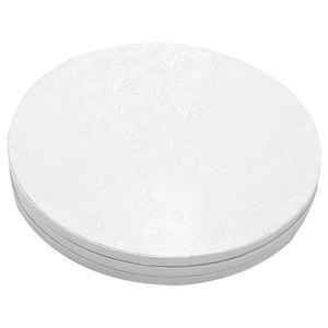 12mm White Round Cake Board Double 10 Inch Gold <b>Grease</b> Resistant Cake Drum - Product Image 1