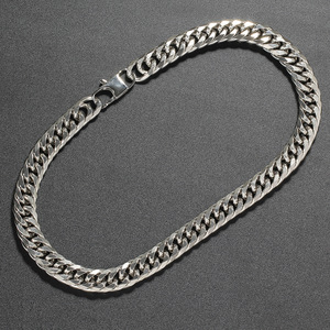 สร้อยคอคิวบันแบบถักสองชั้นขนาด 12 มม., เครื่องประดับฮิปฮอป, สร้อยคอคิวบันสแตนเลสสตีลขัดเงาหกเหลี่ยม - Product Image 4