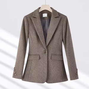Women's Suit Set Polyester Wool <b>Blend</b> Full Sleeve Autumn Office Lady Anti-Wrinkle Professional Workwear - Product Image 4