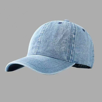 Casquette de baseball unisexe en denim délavé vierge à 6 panneaux, visière courbée, structure souple, ajustée, pour le printemps et l'été, idéale pour les voyages, vente en gros