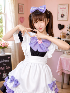 Costume de demoiselle d'honneur pour femmes, robe Lolita noire, blanche et violette, Costume de <span class=keywords><strong>Cosplay</strong></span> Anime, tenue de fête de carnaval d'halloween pour personnage Kawaii - Product Image 3