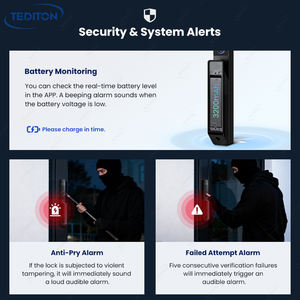 Serrure de porte intelligente numérique à empreinte digitale et reconnaissance palmaire double face <span class=keywords><strong>en</strong></span> alliage d'aluminium étanche pour porte coulissante <span class=keywords><strong>en</strong></span> verre ou <span class=keywords><strong>en</strong></span> <span class=keywords><strong>bois</strong></span> avec caméra - Product Image 6
