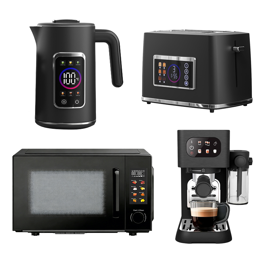 Edelstahl-gehäuse Elektrischer Wasserkocher Toaster-set Digitale Anzeige Mikrowelle Kaffeemaschine Brotröster Für Den Haushalt