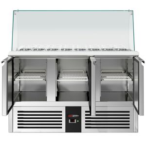 GGM gastro saladette ประตู Cooling-1368mm-Triple โต๊ะแบบพรีเมี่ยม, ด้านบนเป็นกระจกสูง-A +++ ประหยัดพลังงาน-ละลายน้ำแข็งอัตโนมัติสำหรับ - Product Image 4