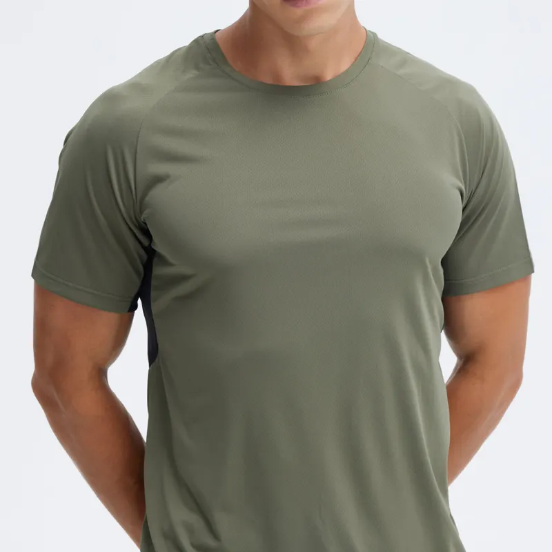 Özel boş Slim Fit 100 Polyester gömlek hızlı kuru koşu spor performans T-Shirt atletik spor spor erkek T Shirt