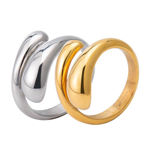 yunnique Teardrop Shape <b>Open</b> <b>Ring</b> Titanium Steel Unisex Couple Jewelry Gift Fashion <b>Rings</b> XYR0047 - Product Image 5