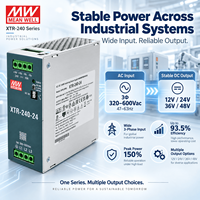 Alimentation électrique sur rail DIN MEANWELL XTR-240-24 24VDC 10A 240W, format compact 48mm de large, pour armoires de commande de machines PLC