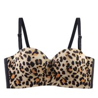 BH Leopard Print Baru yang Seksi, Terintegrasi Half-Cup Push-Up, BH Push-Up dengan Punggung Cantik Tanpa Kawat untuk Wanita