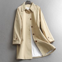 Nuovo Trench Coat Donna Autunno 2026 all'ingrosso, Collo a Punta, Monopetto, Polsini Foderati, Vestibilità Ampia, Lunghezza Media, Stile Coreano Casual