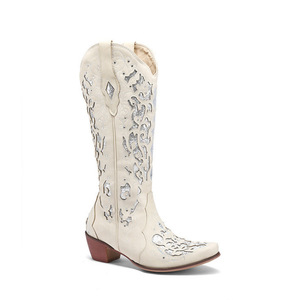Bottes Western pour femme, chaussures décontractées en cuir, bottes de cow-boy à enfiler, semelle intérieure rembourrée, chaussures en cuir pour fille, chaussures en cuir pour tous les jours - Product Image 4