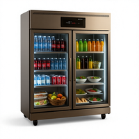 Réfrigérateur vitrine verticale à refroidissement par ventilateur, triple porte vitrée, pour supermarché, vente en gros