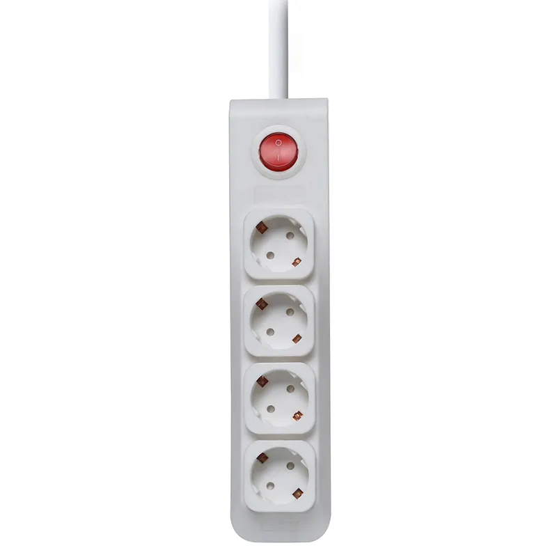 EU standard 4 ways extension socket plug surge protector optional power strip with switch button