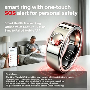 Dispositifs connectés : Bague d'urgence intelligente SOS avec stockage vocal pour personnes âgées vivant seules, historique de navigation des derniers 3 mois - Product Image 2