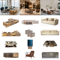 Canapé d'angle en cuir de luxe moderne, ensemble de meubles de salon, canapé italien de luxe en forme de L pour salon