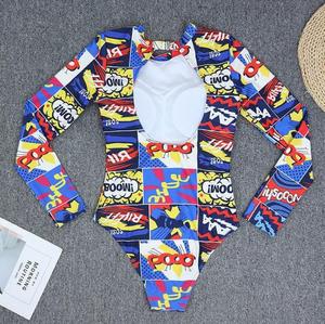 Traje de Baño Deportivo de Manga Larga para Mujer, Estampado en Todo el Cuerpo, con Material de Spandex/Poliéster, de Secado Rápido y Transpirable - Product Image 6