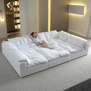Sofá Modular Moderno Boucle Blanco Nube, Sofá Seccional en Forma de L y U, Sofá Esquinero Comprimido - Product Image 1