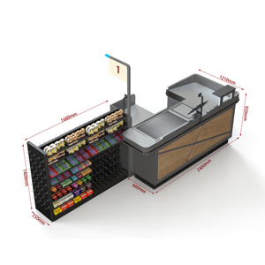 Comptoir de caisse combiné avec étagère d'exposition frontale et convoyeur électrique de haute qualité - Product Image 1