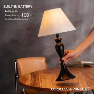 Lámpara de mesa de estilo europeo E27 con control táctil, cuerpo de metal, pantalla blanca, lámpara de escritorio que cuida la vista para dormitorio y mesita de noche. - Product Image 5