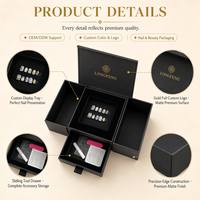 Boîte de présentation personnalisée pour triptyque d'ongles, avec tiroir à pression et languette de tirage en ruban, emballage couleur pour accessoires de beauté de salon de manucure