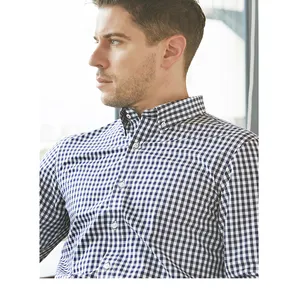 Camisa de manga larga a cuadros para hombre, camisa de diseño elegante