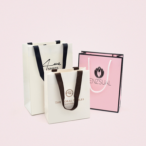 Cửa Hàng Tùy Chỉnh Thương Hiệu Các Tông Túi Giấy Màu Đen Trắng Với Ribbon Xử Lý Cho Quần Áo Quần Jean Giày Có Tính năng Màn Hình In Logo - Product Image 3