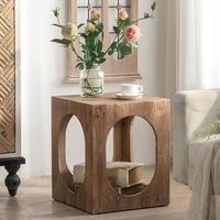 Table basse de rangement en bois massif de style minimaliste moderne DISHI, design portable, meubles de salon