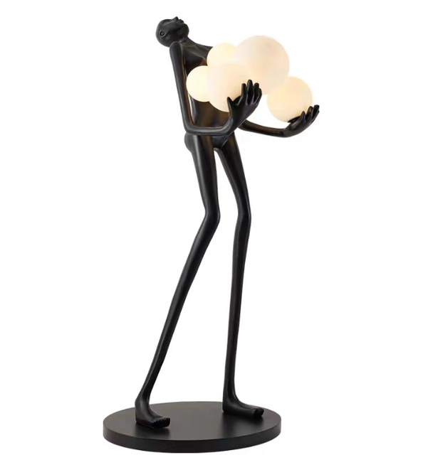 Nordic Art Sculpture Humanoid Abstract Designer Led Postmodern Dimmable Iron & Glass Hotel Living Room Bedroom Floor Lamp