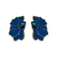 Anting Bunga Tetesan Minyak Multiwarna Retro Prancis Baru Anting Bunga Logam Cantik Perhiasan Wanita
