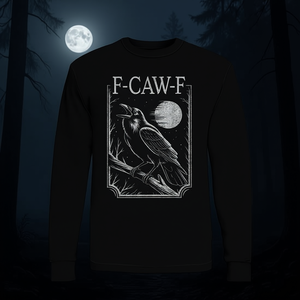 F-Caw-F Crow T-shirt à manches longues avec motif d'oiseau noir gothique minimaliste rétro - Product Image 3