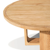 Mesa de Jardín de Diseño Simple, Mesa de Balcón para Todo Clima, Mesa de Comedor Redonda de Teca para Exteriores