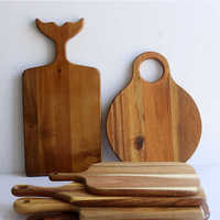 Planches à découper en bois d'olivier avec poignée incurvée créative, vente en gros, 42x12cm, épaisseur 1,5cm, plateau de service pour steak et pain