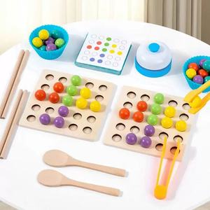 木製ビーズ選別ボード カラーマッチングクリップボールパズル 幼児向け知育玩具 - Product Image 3