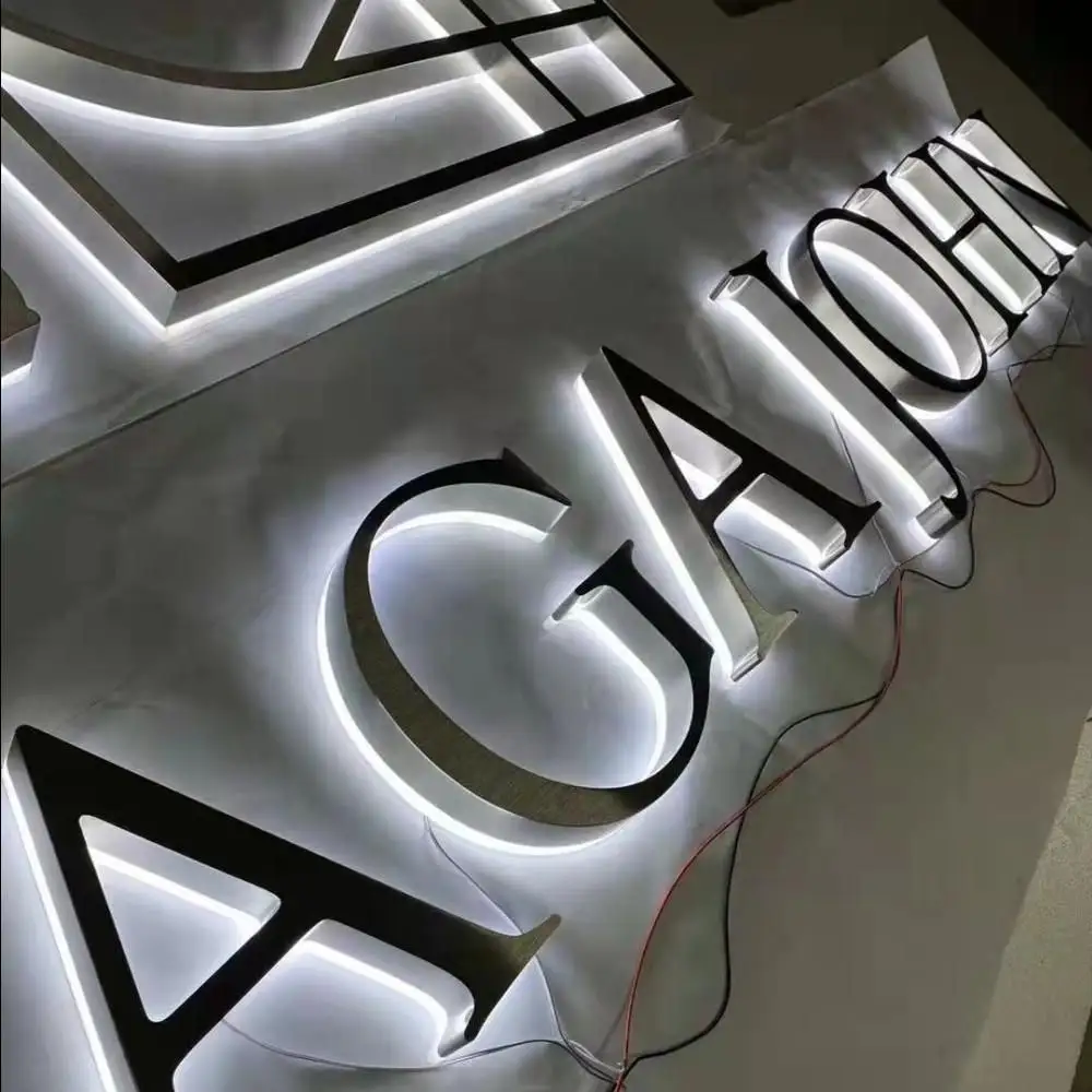 3D вывески наружные индивидуальные акриловые буквы с подсветкой и подсветкой Halo Led дисплей наружный знак