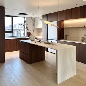 Conjunto de armario de cocina moderno hecho en China, cocina con Isla, muebles de armario de cocina de madera maciza personalizados - Product Image 3