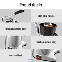 Petit presse-agrumes commercial professionnel en alliage d'aluminium pour l'extraction de jus d'orange, de pamplemousse, de citron et d'agrumes
