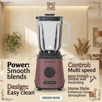 Blender de table électrique 450 W, pot en verre de 1,5 L, lames en acier inoxydable à 4 feuilles, contrôle à 4 vitesses, multifonction, broyage, usage domestique