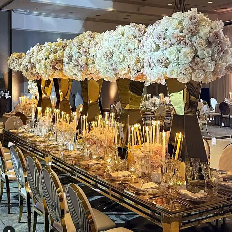 Best-selling wedding prop stainless steel road lead wedding hall hotel dessert table flower stand wedding centerpiece decoration