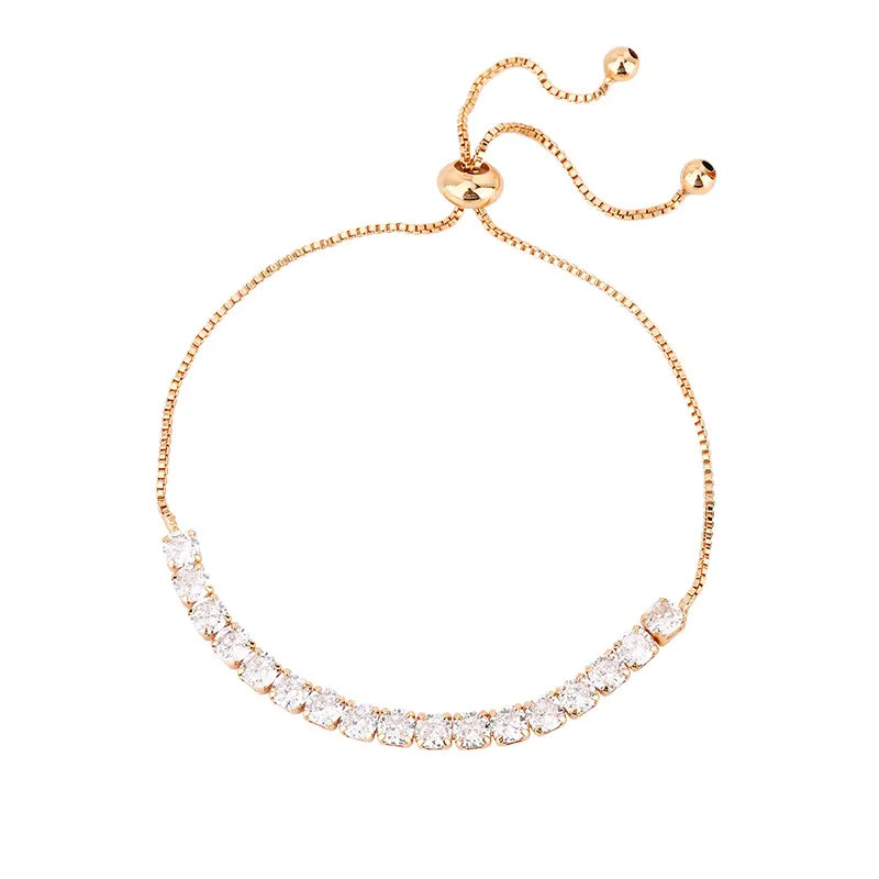 Wholesale: New Brass Gold-Plated Zircon Bracelet, Exquisite Long Chain Bracelet for Women, High-End Jewelry