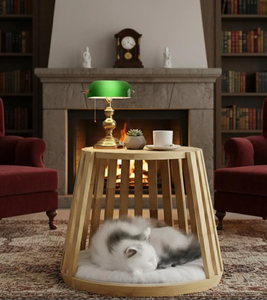 Custom 2-in-1 Nordic Style Wooden House & Minimalist Side Table for Cats - Product Image 2