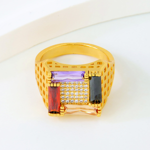 Anillos Irregulares de Moda al por Mayor, Anillo Mate Chapado en Oro de 21k para Novia, Boda, Eventos y Fiestas, Joyería para Mujer - Product Image 2