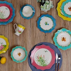 Thời trang màu hồng vỏ sò con chuồn chuồn sậy Bộ đồ ăn bằng gốm đặt 16 mảnh đồ ăn với mô hình bền nghệ thuật bộ đồ ăn - Product Image 3