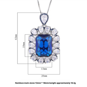 Collier pendentif bicolore en cuivre écologique avec pierre précieuse bleue carrée 13*18mm pour femme, idéal au quotidien et pour les soirées - Product Image 6