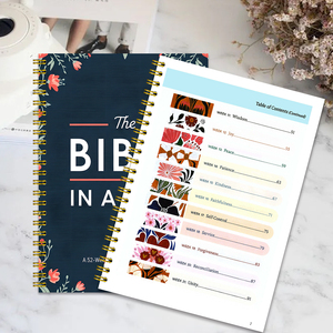 Journal biblique personnalisé pour un an, couverture imprimée florale, reliure spirale, dévotion quotidienne, cadeau pour les passionnés de religion, faible MOQ - Product Image 3