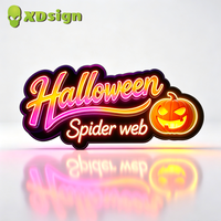 Enseigne néon personnalisée Halloween Jack-o'-lantern effrayant, enseigne murale LED lumineuse personnalisée, étanche, pour décoration de restaurant, voiture, parc d'attractions