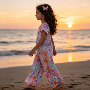 FANCY MONKEY Fa-1, Mono de Burbuja para Bebés Niñas, Personalizado con Estampado de Leopardo, Spandex/Poliéster, Mangas Cortas, Cierre de Broches, Venta al Por Mayor OEM/ODM, Entrega en 3-7 Días - Product Image 5