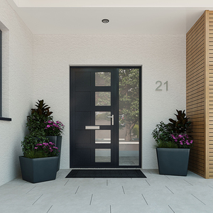 Porte à battants moderne personnalisée en alliage d'aluminium, intérieur avec double vitrage insonorisé, porte d'entrée à charnières - Product Image 3