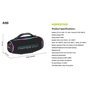 2026 Hopestar A90 700W High Power Wireless Blue Tooth <strong>Speaker</strong> Outdoor Portable Deep Bass AI Sound Party <strong>Speakers</strong> <strong>with</strong> <strong>Microphone</strong> - Product Image 6