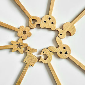 Cuillère en bambou de style dessin animé, écologique, minimaliste, pour café, glace, dessert, haute beauté, style bohème, fabriquée à la main - Product Image 4