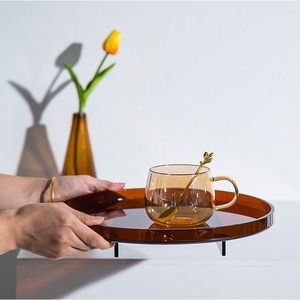 Modern decoration round plastic serving tray household storage trays beauty salon coffee tea cup acrylic tray